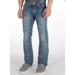 Mek DNM Men's Buckle Flap St Petersburg Cigarette Stretch Dark Wash Jeans 30x34